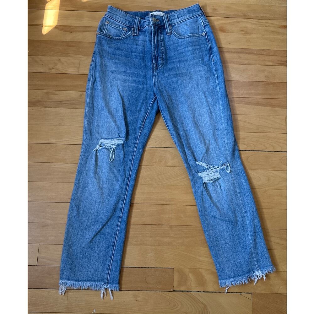 Madewell Size 26 " The Perfect Vintage Jean" Light Wash High Rise Distressed